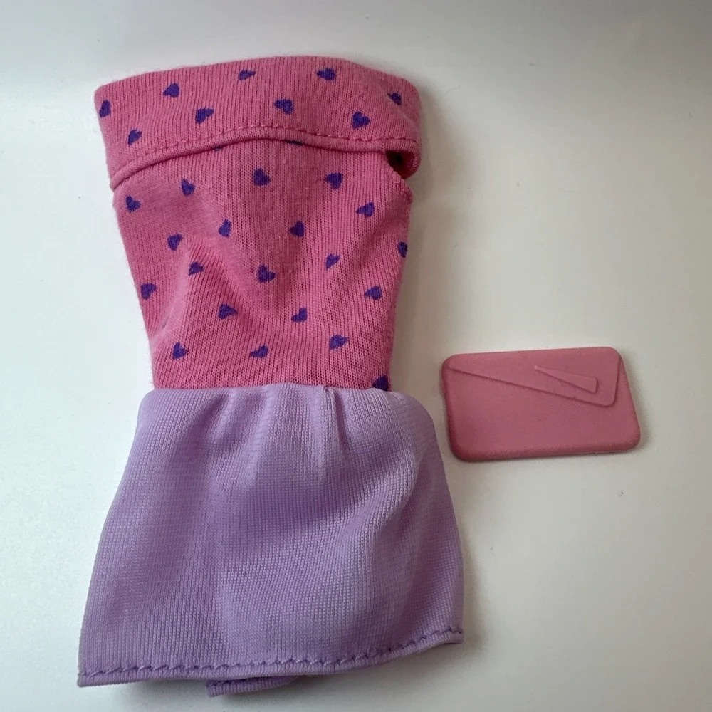 Vintage Barbie Fashion Fever Pink Hearts Dress Clutch Heels Outfit 1990 Mattel
